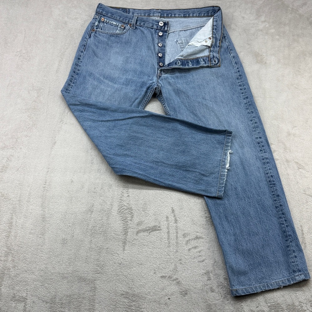 Levi's 501 Original Jeans Men 36x36 (36x26) HEMMED Straight Button Fly Denim